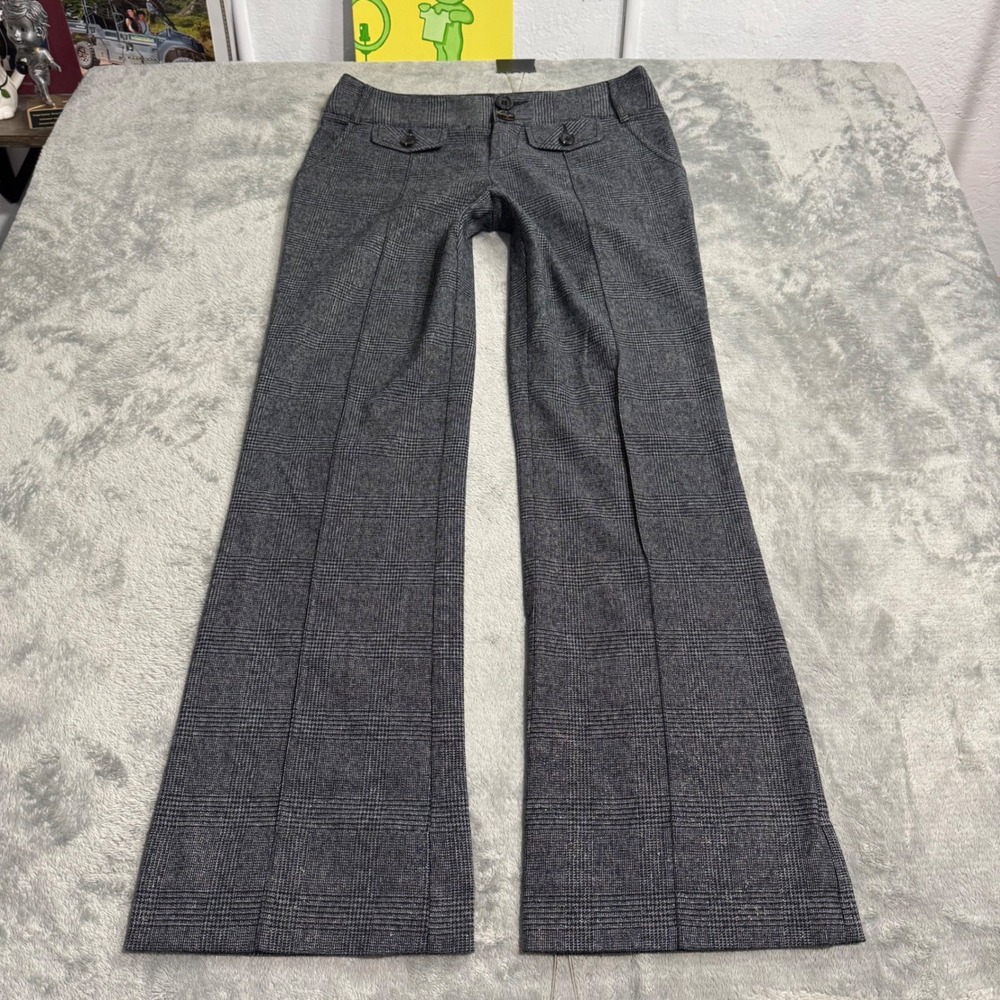 VTG Y2K Guess Jeans Low Rise Grey Plaid Flare Leg Dress Pants Trousers 24